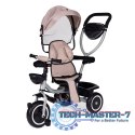 Trójkołowy rowerek spacerówka 2w1 obracane siedzisko składany daszek - beżowy ECOTOYS ECOTOYS