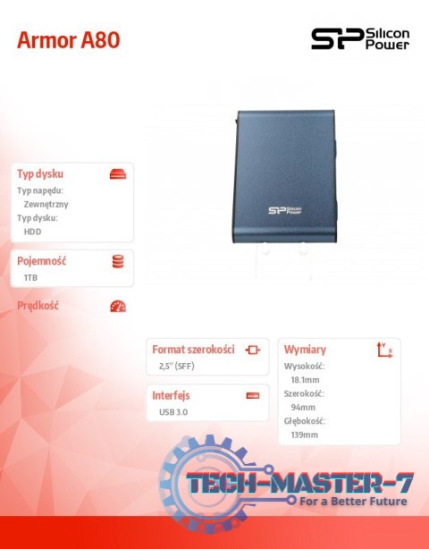 ARMOR A80 1TB USB3.0 PANCERNY / wibro/pyło/wstrząso i wodoodporny ARMOR A80 1TB USB3.0 PANCERNY / wibro/pyło/wstrząso i wodoodporny