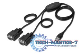 Konwerter/Adapter USB 2.0 do 2x RS232 (DB9) z kablem USB A M/Ż dł. 1,5m