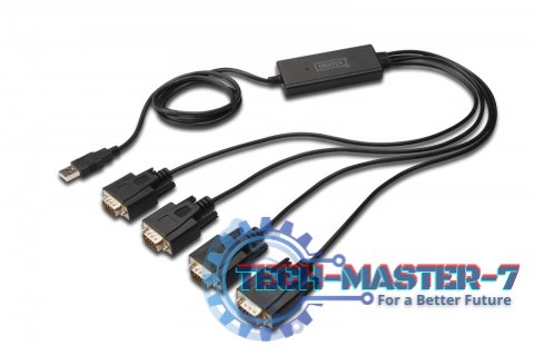 Konwerter/Adapter USB 2.0 do 4x RS232 (DB9) z kablem USB A M/Ż dł. 1,5m