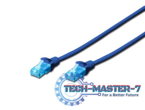 Patch cord RJ45-RJ45 kat.5e U/UTP AWG 26/7 PVC 0,25m niebieski