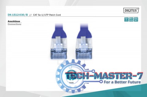 Patch cord U/UTP kat.5e PVC 3m niebieski Patch cord U/UTP kat.5e PVC 3m niebieski