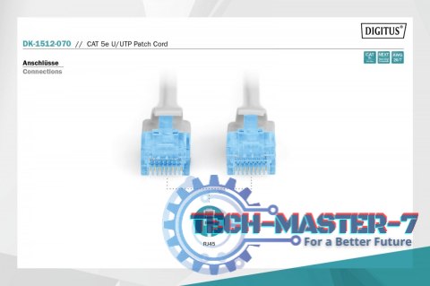 Patch cord U/UTP kat.5e PVC 7m Szary Patch cord U/UTP kat.5e PVC 7m Szary