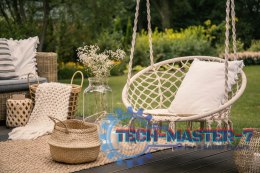 Fotel wiszący Boho huśtawka ogrodowa z poduszką ModernHome