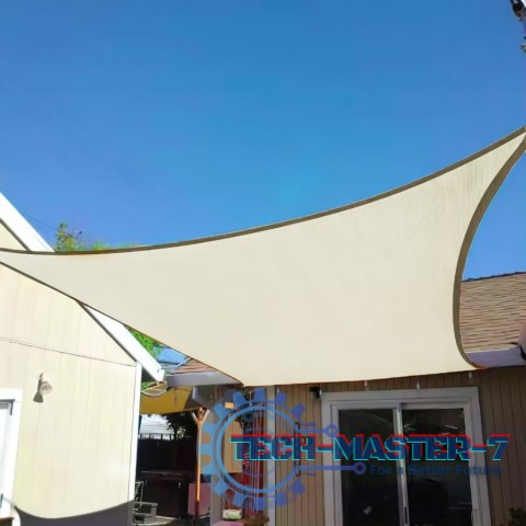 Kwadratowy żagiel przeciwsłoneczny 5x5m daszek wodoodporny ModernHome - beżowy ModernHome Kwadratowy żagiel przeciwsłoneczny 5x5m daszek wodoodporny ModernHome - beżowy ModernHome