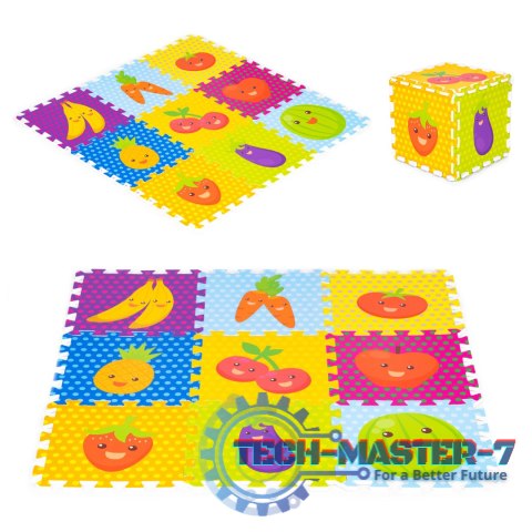Mata piankowa dla dzieci owoce puzzle 9 elementów 86x86cm IPLAY IPLAY