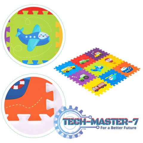 Mata piankowa dla dzieci pojazdy puzzle 9 elementów 86x86cm IPLAY IPLAY Mata piankowa dla dzieci pojazdy puzzle 9 elementów 86x86cm IPLAY IPLAY