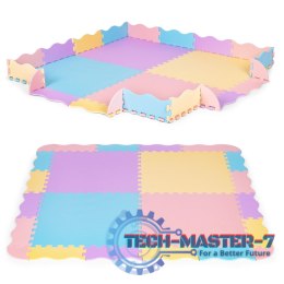 Mata piankowa kolorowa dla dzieci z płotkiem 141,5x141,5 cm 24 el. IPLAY IPLAY