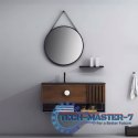 Okrągłe lustro ścienne 80 cm wiszące na pasku nowoczesne czarna rama ModernHome ModernHome