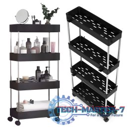 Plastikowy regał łazienkowy z 4 półkami kółka czarny ModernHome ModernHome