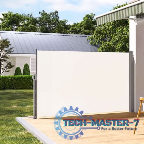 Składana markiza 300x160 cm boczna roleta parawan do ogrodu na taras beżowa ModernHome Składana markiza 300x160 cm boczna roleta parawan do ogrodu na taras beżowa ModernHome