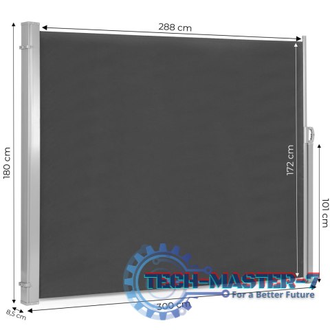Składana markiza 300x180 cm boczna roleta parawan do ogrodu na taras antracyt ModernHome Składana markiza 300x180 cm boczna roleta parawan do ogrodu na taras antracyt ModernHome