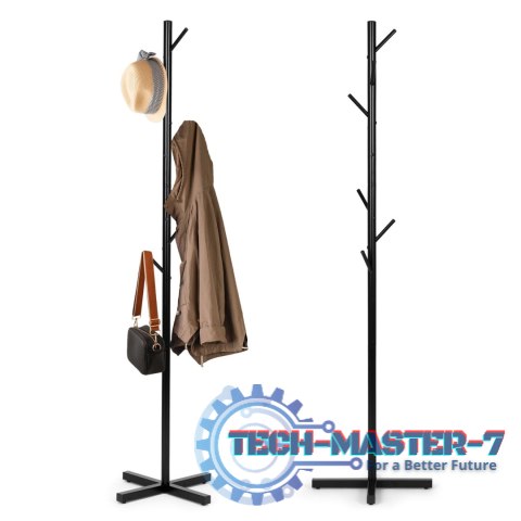Stojący wieszak na ubrania prosty metalowy 7 haczyków 177 cm ModernHome ModernHome Stojący wieszak na ubrania prosty metalowy 7 haczyków 177 cm ModernHome ModernHome