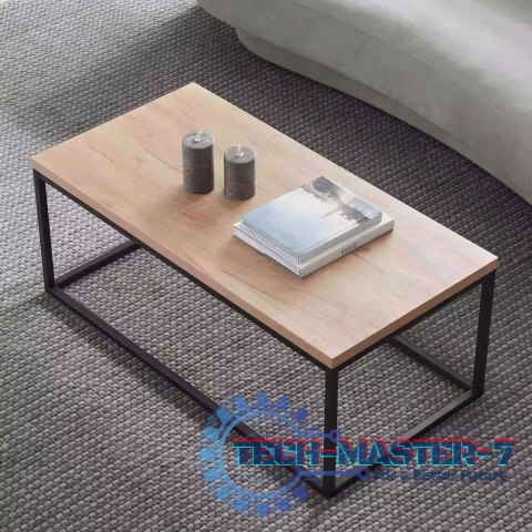 Stół kawowy ława duży brązowy blat metalowy stelaż ModernHome ModernHome Stół kawowy ława duży brązowy blat metalowy stelaż ModernHome ModernHome