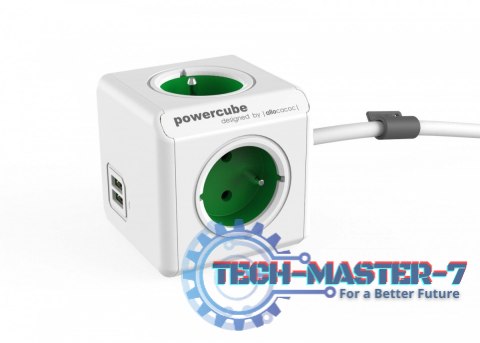Listwa zasilająca PowerCube Extended USB 1,5m 2402GN/FREUPC Zielona