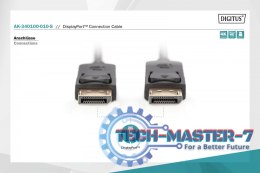 Kabel połączeniowy DisplayPort z zatrzaskami 4K 60Hz UHD Typ DP/DP M/M czarny 1m