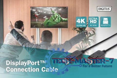 Kabel połączeniowy DisplayPort z zatrzaskami 4K 60Hz UHD Typ DP/DP M/M czarny 1m Kabel połączeniowy DisplayPort z zatrzaskami 4K 60Hz UHD Typ DP/DP M/M czarny 1m