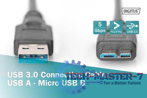 Kabel połączeniowy USB 3.1 Gen.1 SuperSpeed 5Gbps Typ USB A/microUSB B M/M czarny 0,25m Kabel połączeniowy USB 3.1 Gen.1 SuperSpeed 5Gbps Typ USB A/microUSB B M/M czarny 0,25m