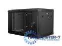 Szafa instalacyjna wisząca 19'' 6U 600X450mm czarna (drzwi szklane)