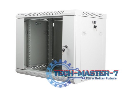 Szafa instalacyjna wisząca 19'' 9U 600X450mm szara (drzwi szklane)