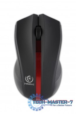 Bezprzewodowa mysz optyczna, GALAXY Black/red, powierzchnia gumowana