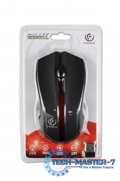 Bezprzewodowa mysz optyczna, GALAXY Black/red, powierzchnia gumowana Bezprzewodowa mysz optyczna, GALAXY Black/red, powierzchnia gumowana