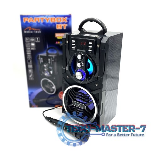 Głośnik PARTYBOX BT MT3150 Karaoke/Bluetooth 5.0/FM/MP3/USB/AUX/LED/USB-C/RMS 18W/PMPO 800W. Głośnik PARTYBOX BT MT3150 Karaoke/Bluetooth 5.0/FM/MP3/USB/AUX/LED/USB-C/RMS 18W/PMPO 800W.