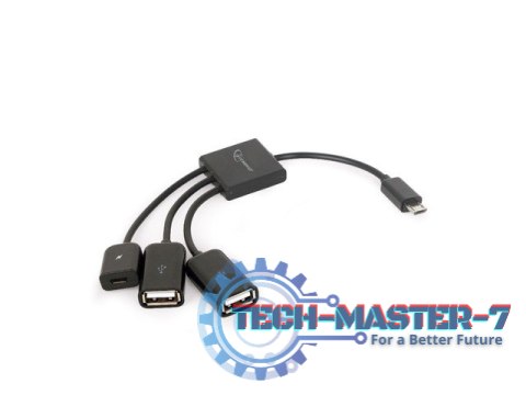 Kabel OTG USB Micro BM -> 2xUSB-AF+Micro BF 13cm