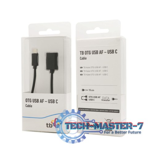 Kabel OTG USB AF - USB C 15cm czarny Kabel OTG USB AF - USB C 15cm czarny
