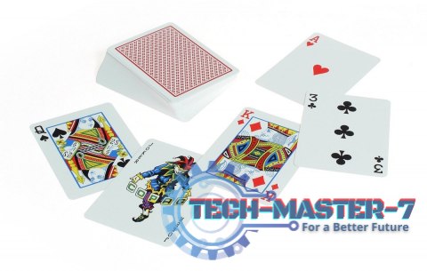 Karty Poker 100% Plastik PK2. Talia czerwona, index w 2 rogach Karty Poker 100% Plastik PK2. Talia czerwona, index w 2 rogach