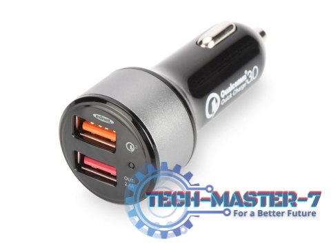 Ładowarka samochodowa Qualcomm Quick Charge 3.0, 2xUSB (3A/2.4A), czarno-srebrna