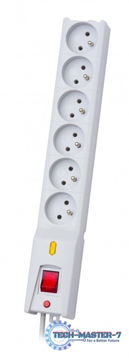 Listwa przeciwprzepięciowa LX 610, 1L, 1.5m, szara