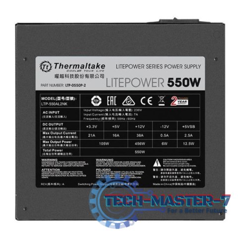 Litepower II Black 550W (Active PFC, 2xPEG, 120mm, Single Rail) Litepower II Black 550W (Active PFC, 2xPEG, 120mm, Single Rail)