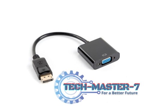 Adapter DisplayPort (M) -> VGA 15 pin (F) czarny na kablu