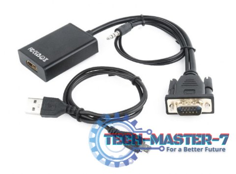 Konwerter VGA do HDMI 15 cm czarny Konwerter VGA do HDMI 15 cm czarny