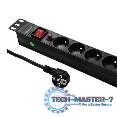 Listwa zasilająca do RACK 19cali | 1U | 6A | PDU | 6xSCHUKO | 2m