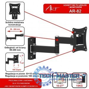 Uchwyt do TV LCD/LED 10-27" 15KG AR-82 regulacja pion/poziom 28cm Uchwyt do TV LCD/LED 10-27" 15KG AR-82 regulacja pion/poziom 28cm