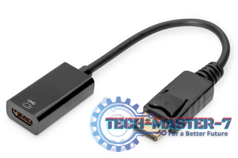 Kabel adapter DisplayPort z zatrzaskiem 1080p 60Hz FHD Typ DP/HDMI A M/Ż 0,2m Czarny