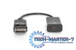 Kabel adapter DisplayPort z zatrzaskiem 1080p 60Hz FHD Typ DP/HDMI A M/Ż 0,2m Czarny