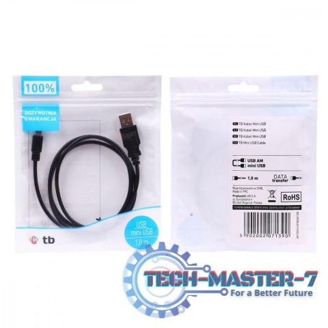 Kabel USB - Mini USB 1m. czarny Kabel USB - Mini USB 1m. czarny