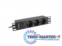 Listwa zasilająca Rack PDU 10 cali 1U 3x Schuko 2m 10A czarna C14
