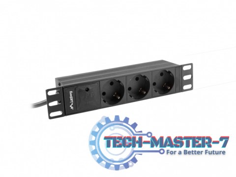 Listwa zasilająca Rack PDU 10 cali 1U 3x Schuko 2m 10A czarna C14 Listwa zasilająca Rack PDU 10 cali 1U 3x Schuko 2m 10A czarna C14