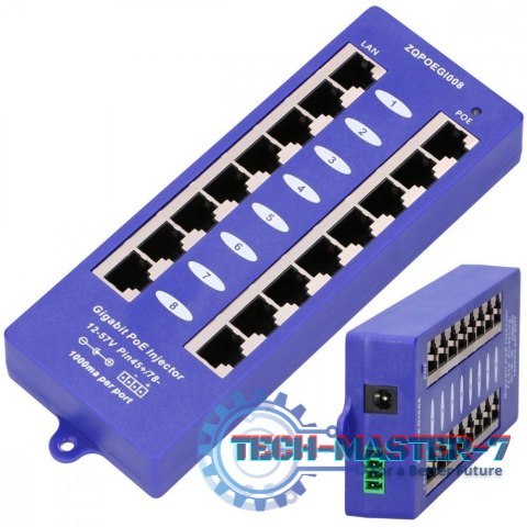 PoE Injector 8 portów Gigabit PoE Injector 8 portów Gigabit