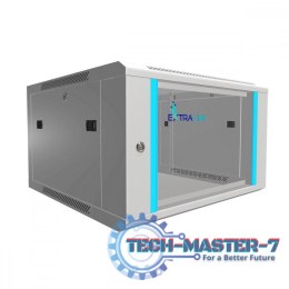 Szafka wisząca rack 6U 600x600 szara szklane drzwi