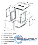 Szafka wisząca rack 6U 600x600 szara szklane drzwi