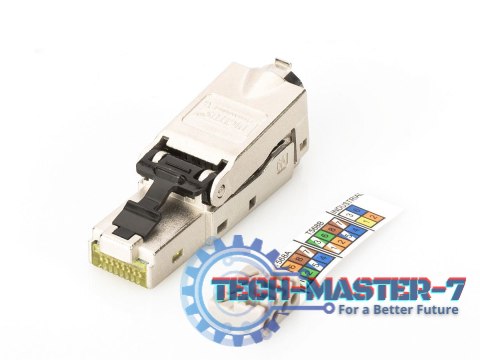 Wtyk modularny RJ45 kat.6A, PoE+, 10GbE, STP, ekranowany, metalowy, beznarzędziowy, AWG 27-22, zaślepka