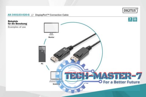 Kabel połączeniowy DisplayPort z zatrzaskami 1080p 60Hz FHD Typ DP/DP M/M czarny 2m Kabel połączeniowy DisplayPort z zatrzaskami 1080p 60Hz FHD Typ DP/DP M/M czarny 2m