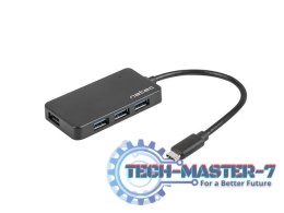 Koncentrator USB 4 porty Silkworm USB 3.0 czarny USB-C