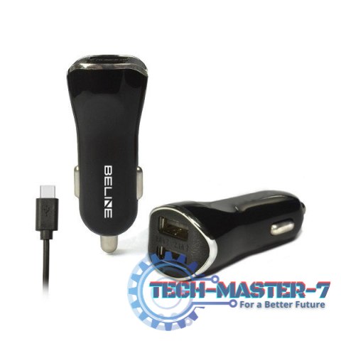 Ładowarka samochodowa 2xUSB + USB-C 2,1A czarna