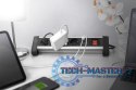 Listwa zasilająca biurowa 45° 4 gniazdowa, 2x USB (5V/2A) z możliwością obrotu o 290° aluminiowa HQ